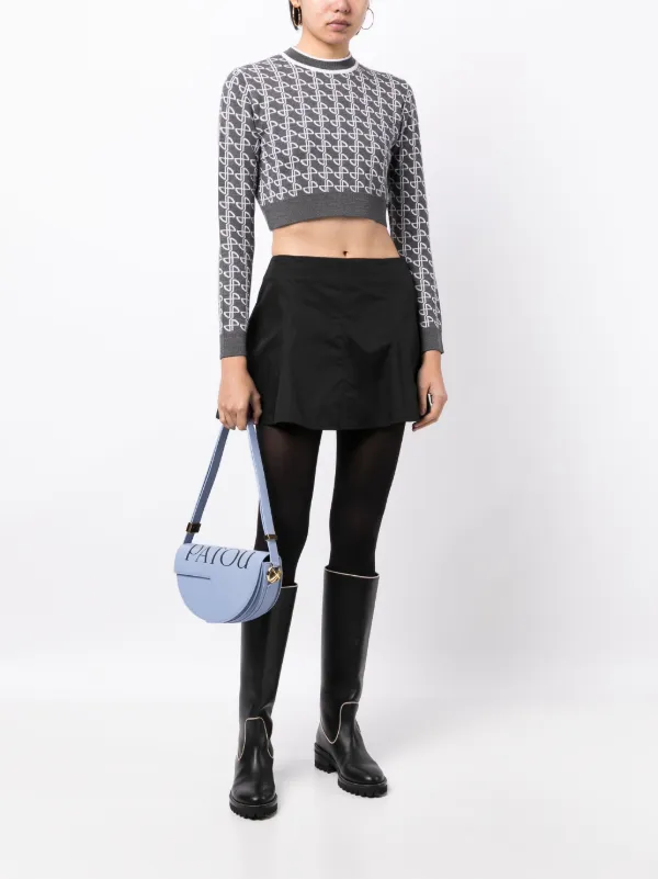 【PATOU】Shoulder Bag ロゴ カーフレザー ショルダーバッグ Patou ロゴ ショルダーバッグ | ブルー | FARFETCH JP