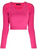 Juun.J cut-out layered cropped top - Pink