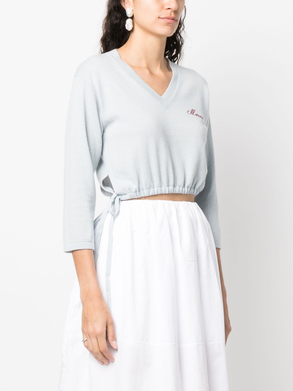 Affordable Marni logo-embroidered cashmere cropped jumper Women