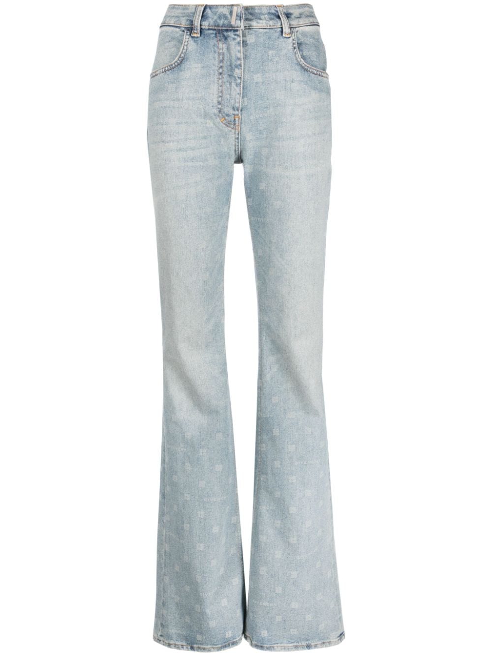 Shop Givenchy Logo-print Flared Jeans In Blue
