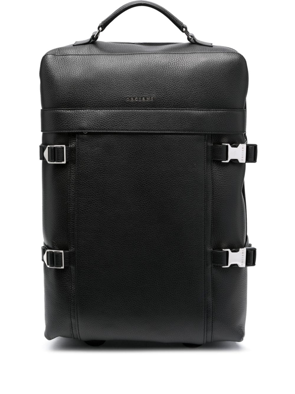 logo-print leather luggage