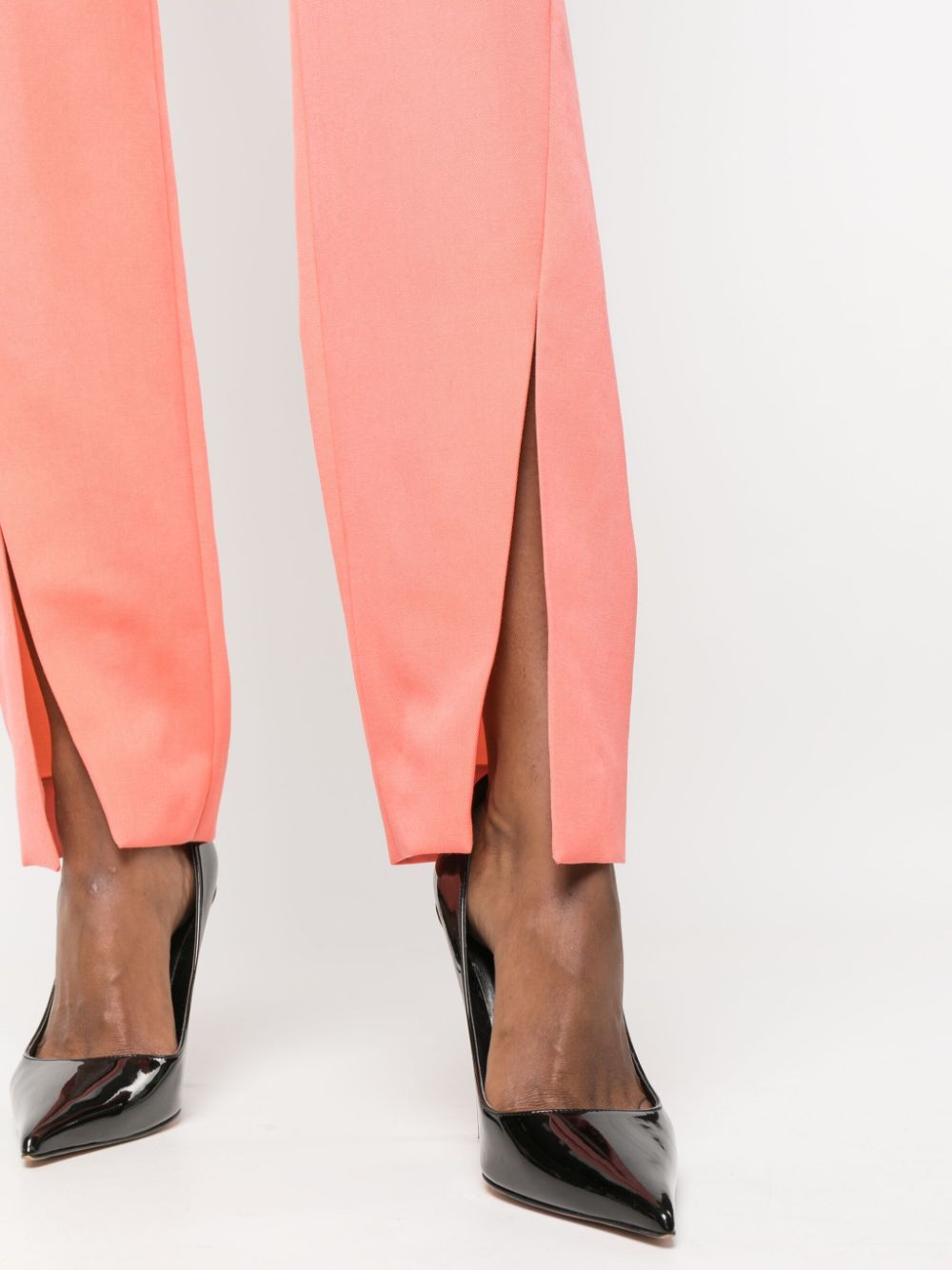 Shop Balmain Split-hem Virgin Wool Tapered Trousers In Orange