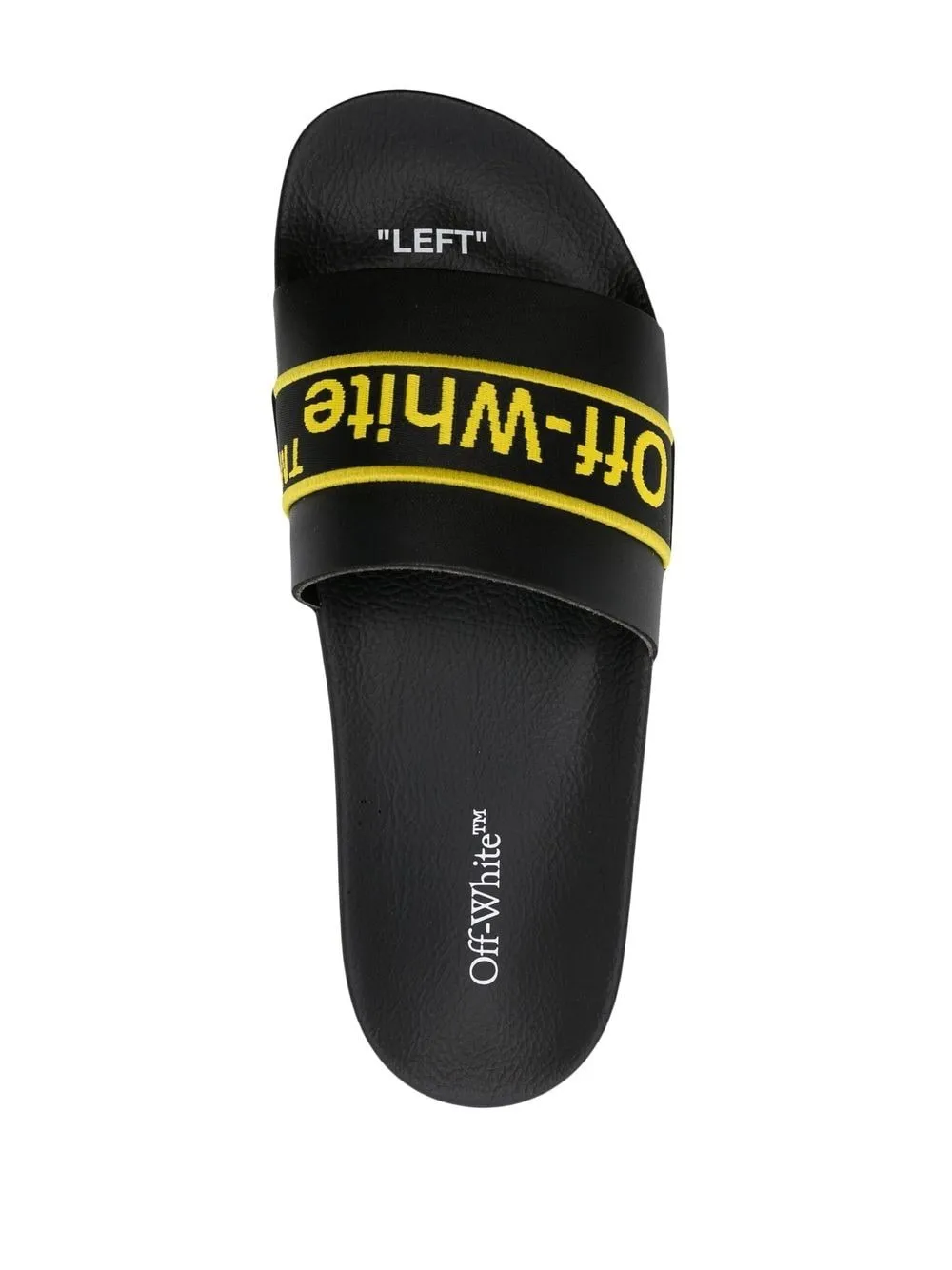 Off White logo print Leather Slides Farfetch
