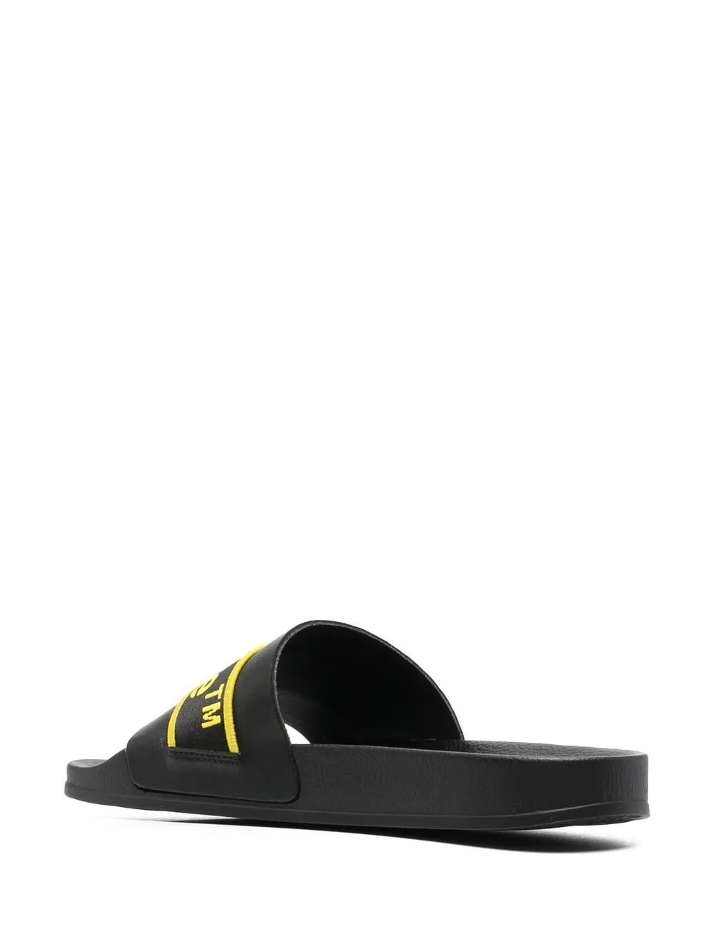 Off White logo print Leather Slides Farfetch