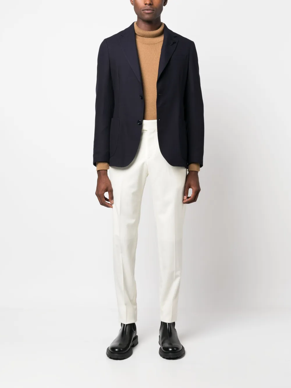 Lardini Chino met asymmetrische sluiting - Wit