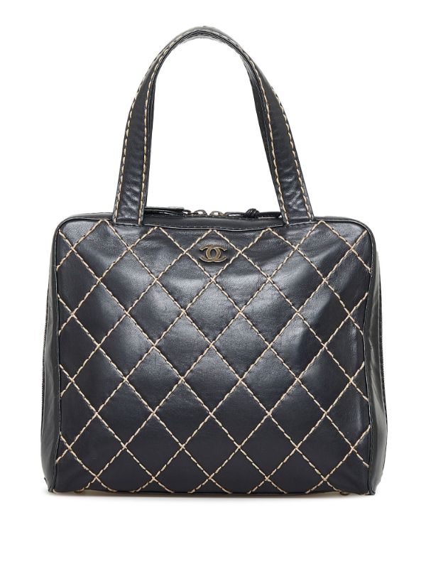 Chanel Black Leather CC Boston Bag Chanel