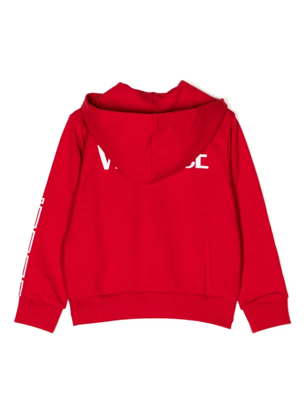Versace Kids La Greca print zip up Hoodie Farfetch