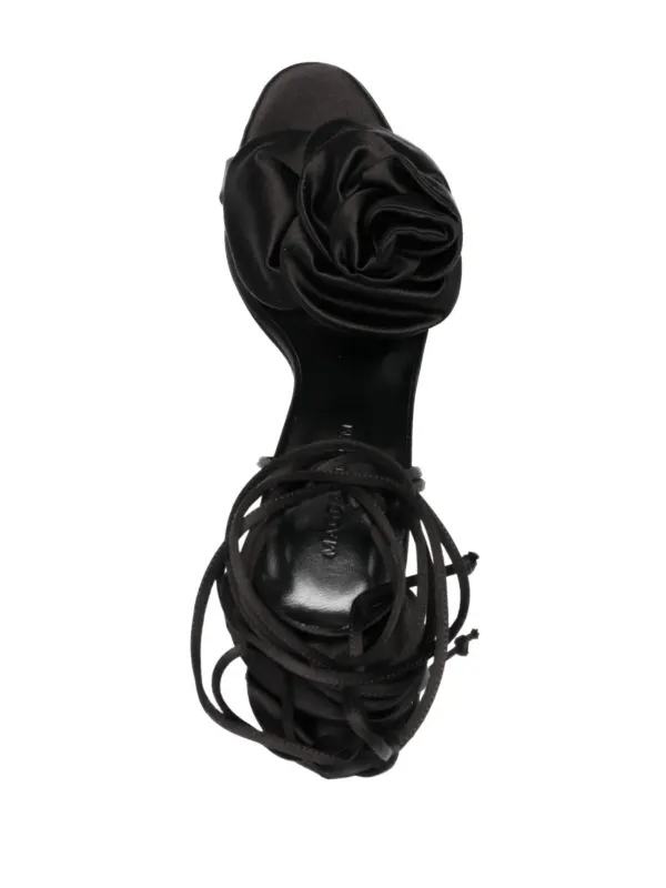 Magda Butrym 110mm Flower Satin Sandals | Black | FARFETCH