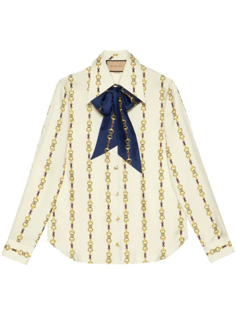 Gucci Horsebit-print silk shirt