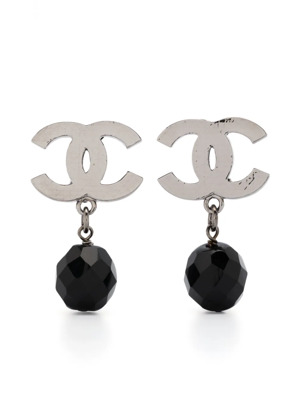 CHANEL Pre-Owned 2010 CC bead-embellished clip-on earrings | Silver | Image 1