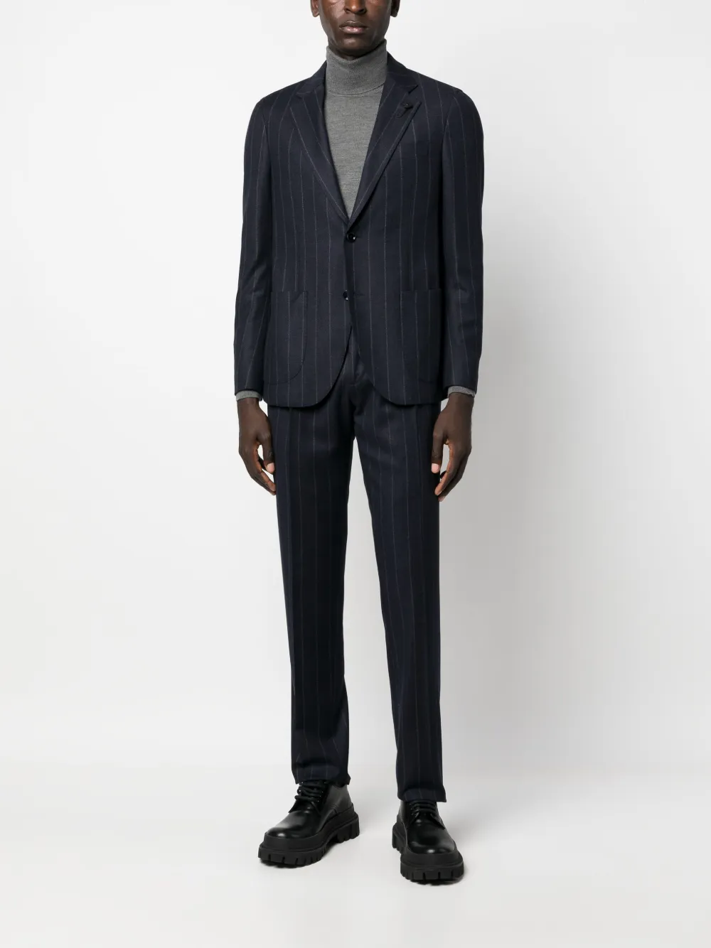 Lardini single-breasted pinstripe-pattern suit - Blauw