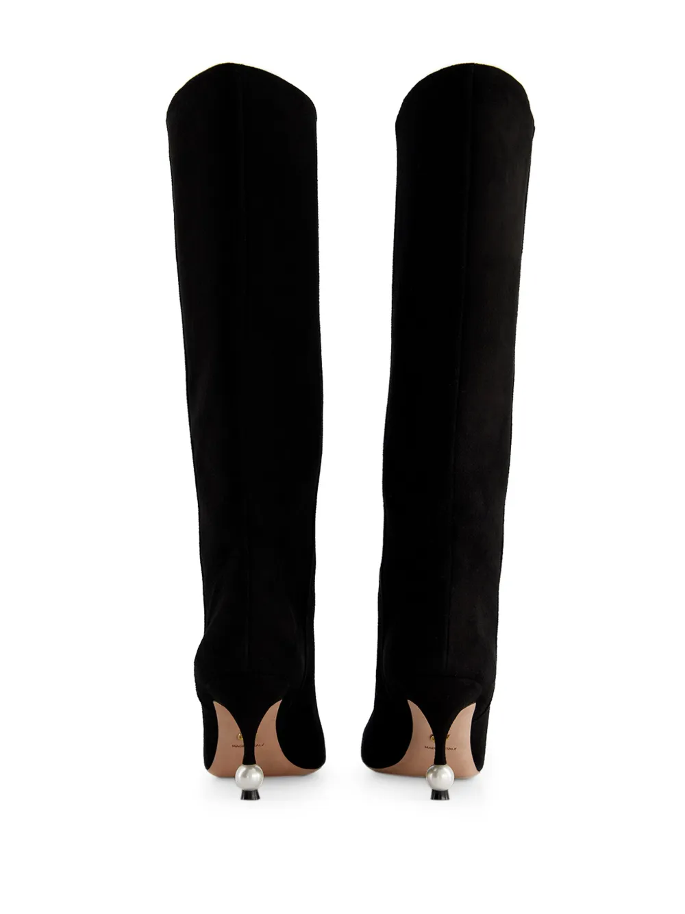 Giambattista Valli Pearl-heel Suede Boots In Black