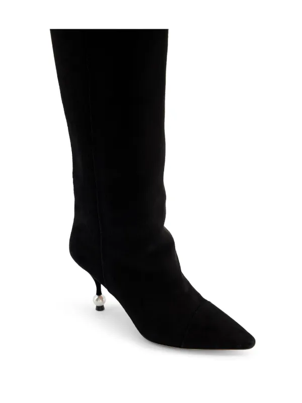 Giambattista Valli pearl heel Suede Boots Black FARFETCH CA