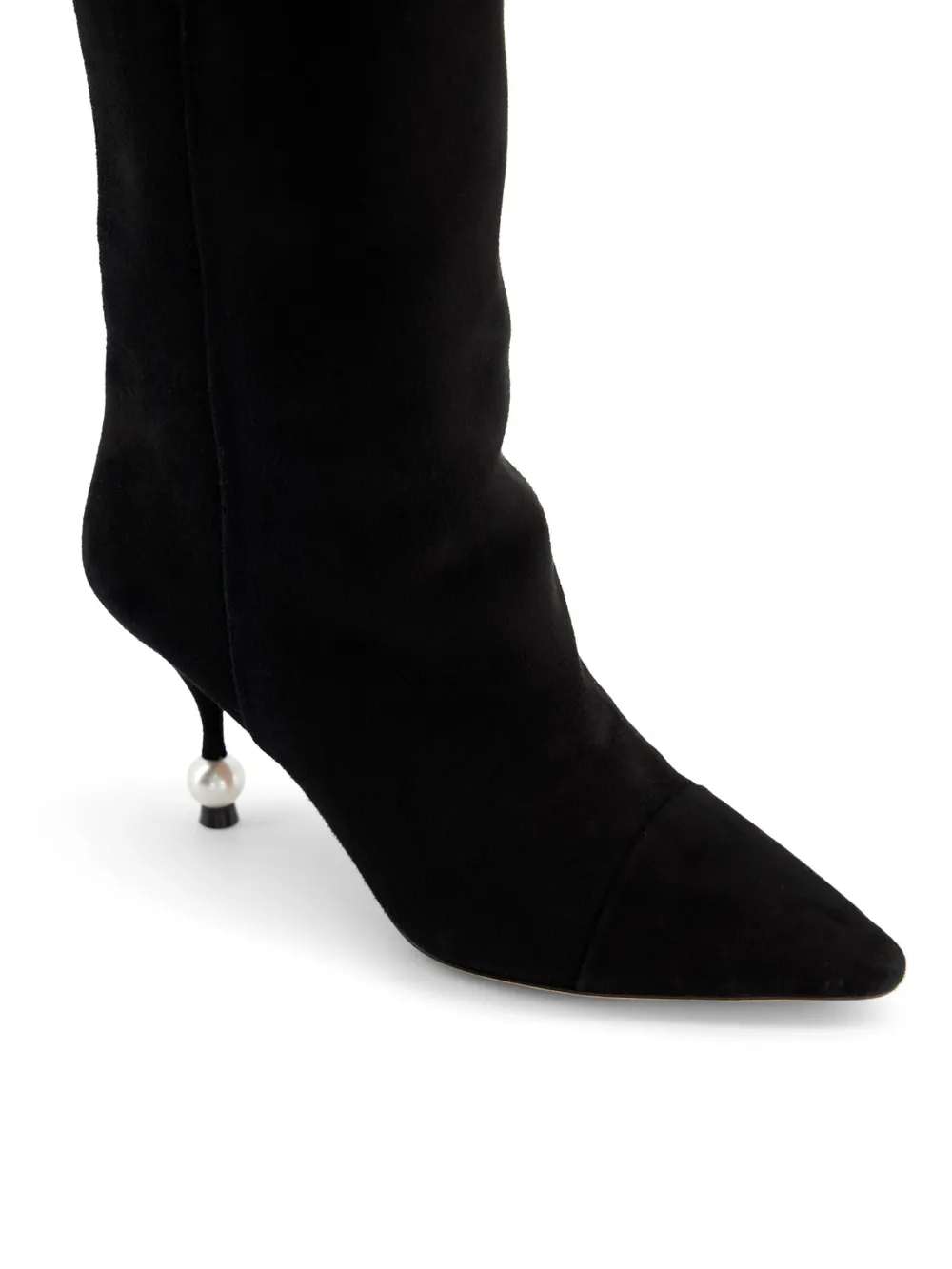 Giambattista Valli pearl heel Suede Boots Black FARFETCH