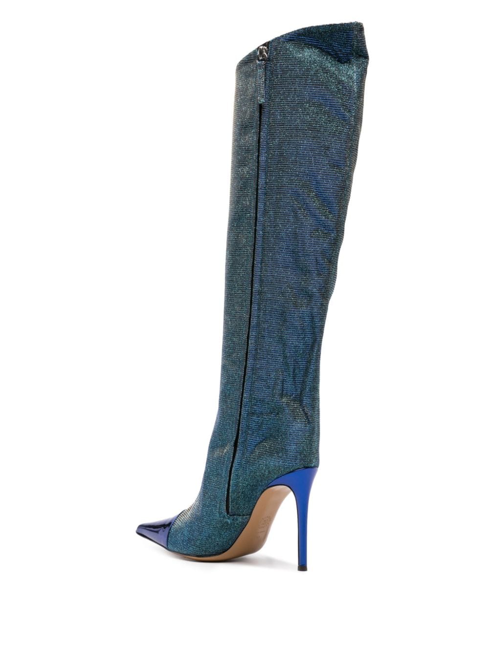 Shop Alexandre Vauthier 100mm Iridescent-effect Pointed Boots In Blue