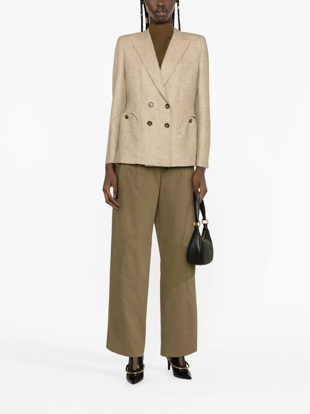 Blazé Milano plaid padded-shoulder blazer - Beige