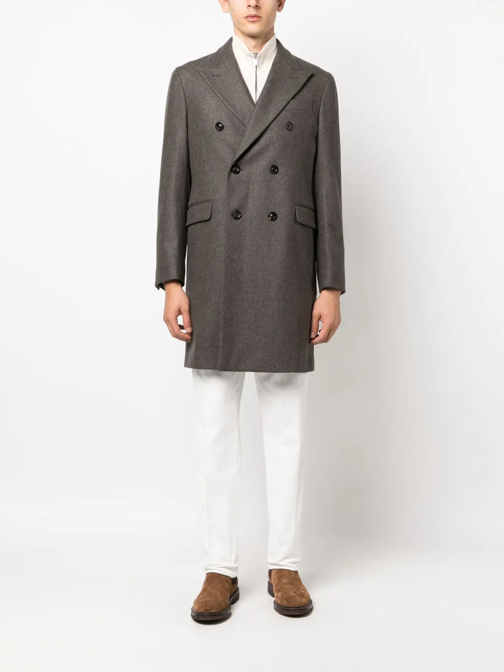Boglioli double-breasted buttoned wool coat - Bruin