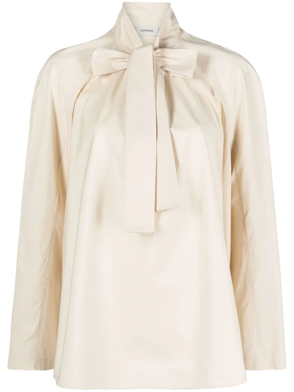 Lemaire Ascot Cotton-poplin Blouse In Neutrals