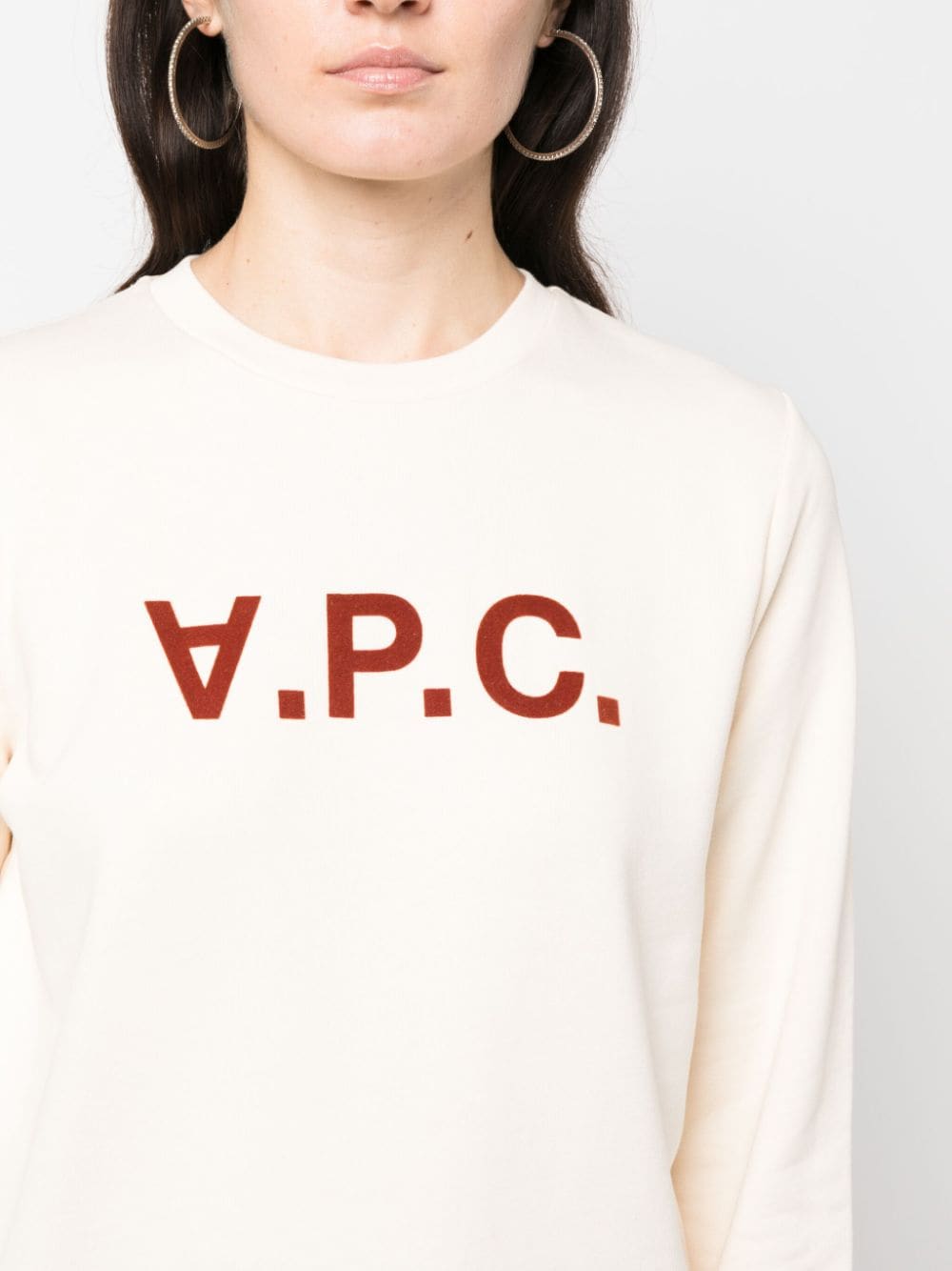 Shop Apc Logo-print Cotton Sweatshirt In Neutrals