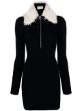 Coperni faux-fur collar mini dress - Black