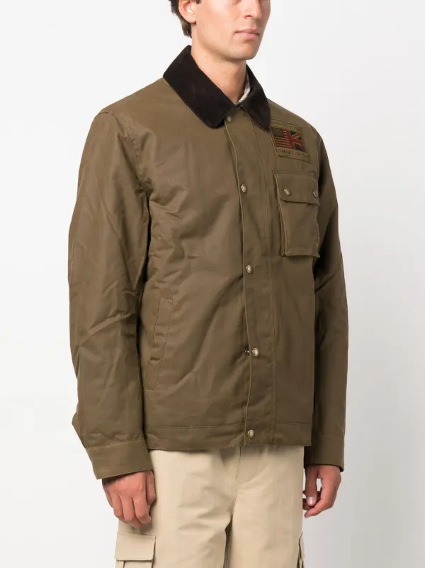 Barbour International logo patch Cotton Shirt Jacket Brown FARFETCH CA