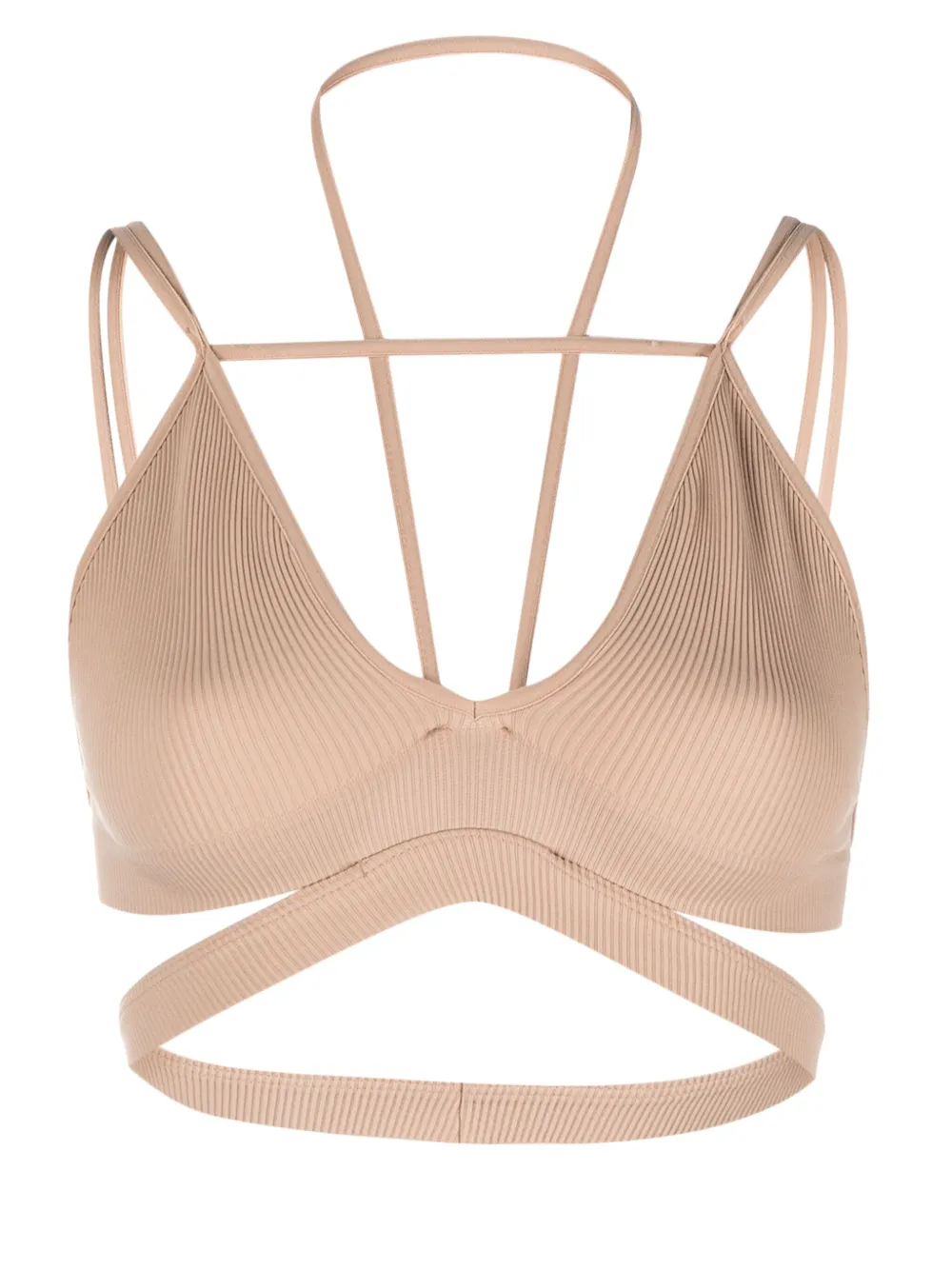 Andreädamo Ribbed Cut-out Bra In Brown