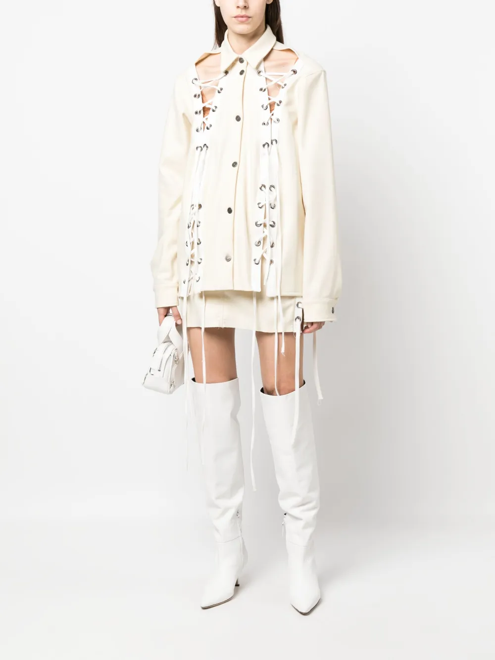 JULFER Mini-rok met A-lijn - Beige