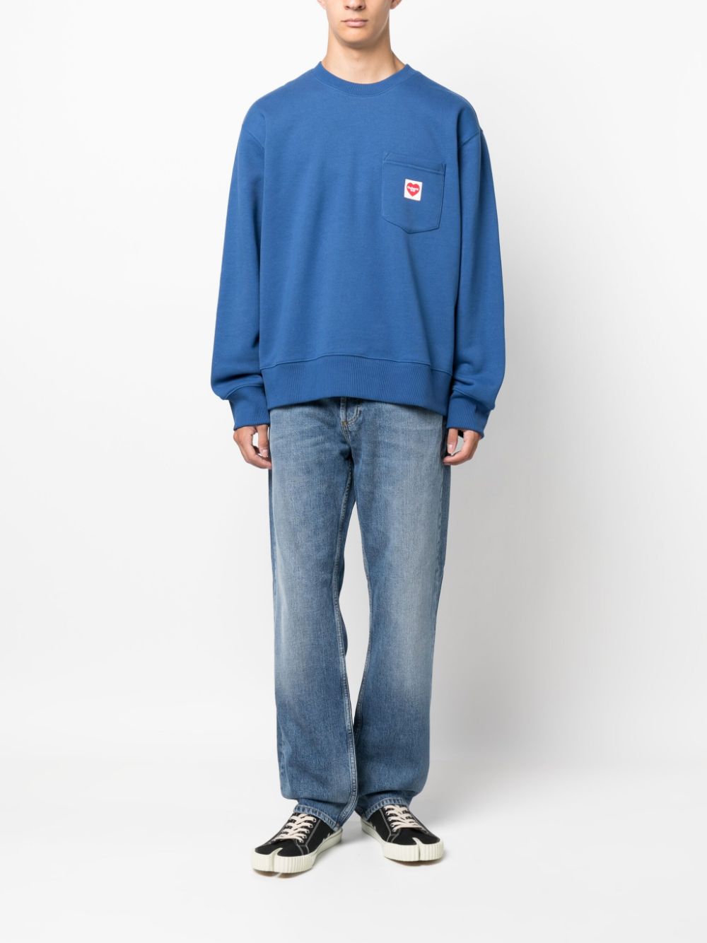 Shop Carhartt Logo-patch Cotton-blend Sweatshirt In Blue