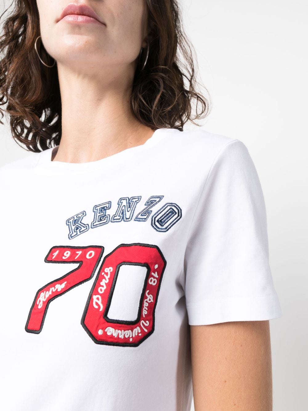 Shop Kenzo Logo-print Crew-neck T-shirt In White