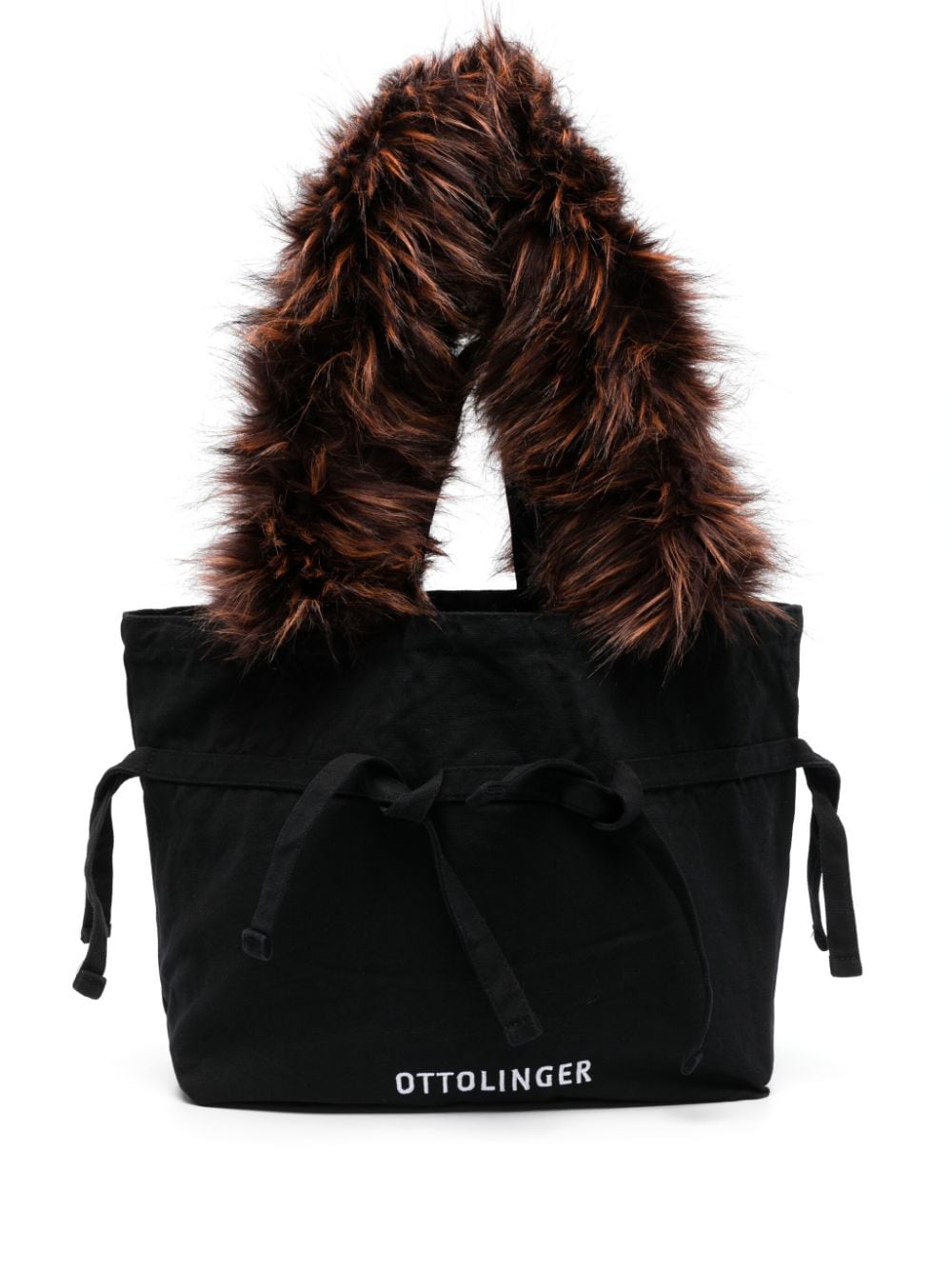 Shop Ottolinger Logo-embroidered Canvas Shoulder Bag In Black