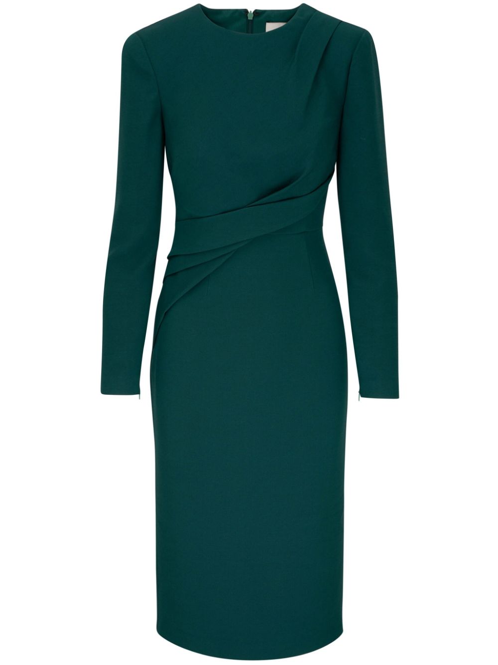 Roland Mouret Ruched wool-silk Midi Dress | Green | FARFETCH