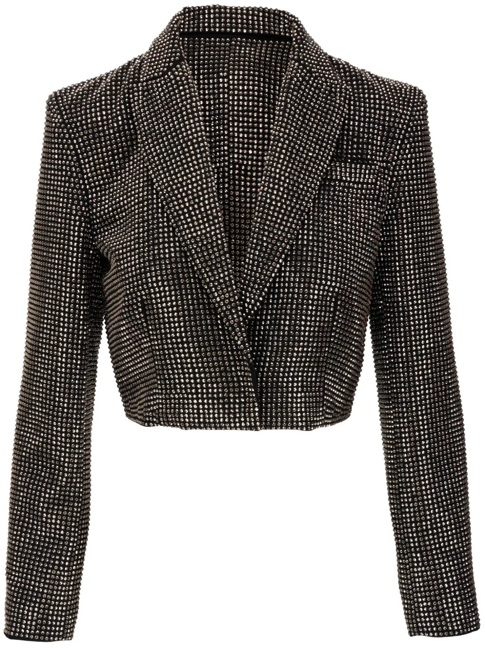 Roland Mouret Rhinestone-embellished Cropped Blazer In Black
