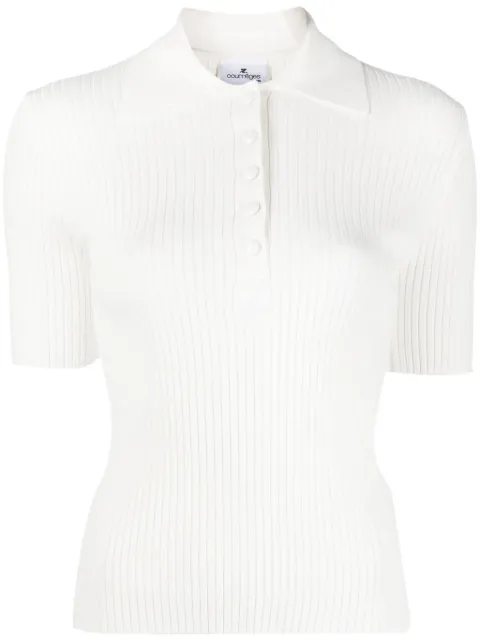 Courrèges ribbed-knit short-sleeve shirt