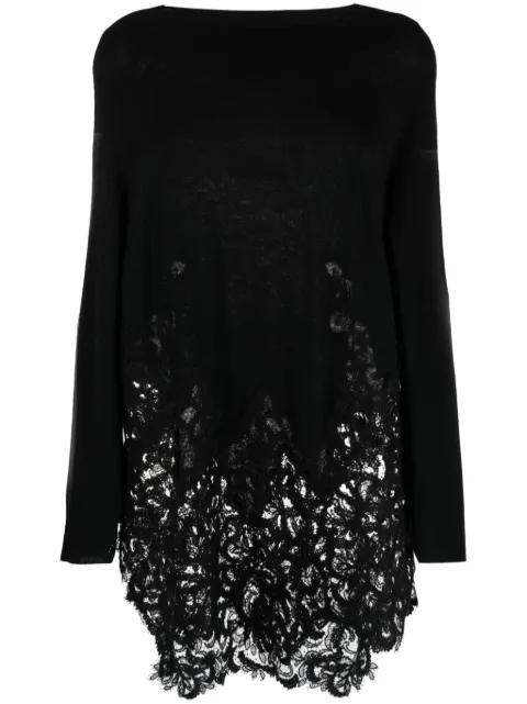 Ermanno Scervino lace-trim cashmere jumper