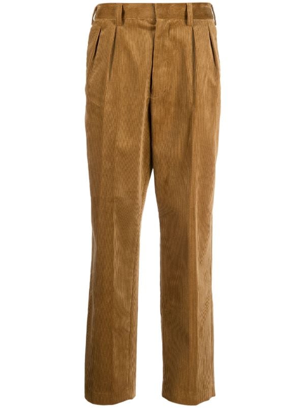 Mens pleated corduroy on sale trousers