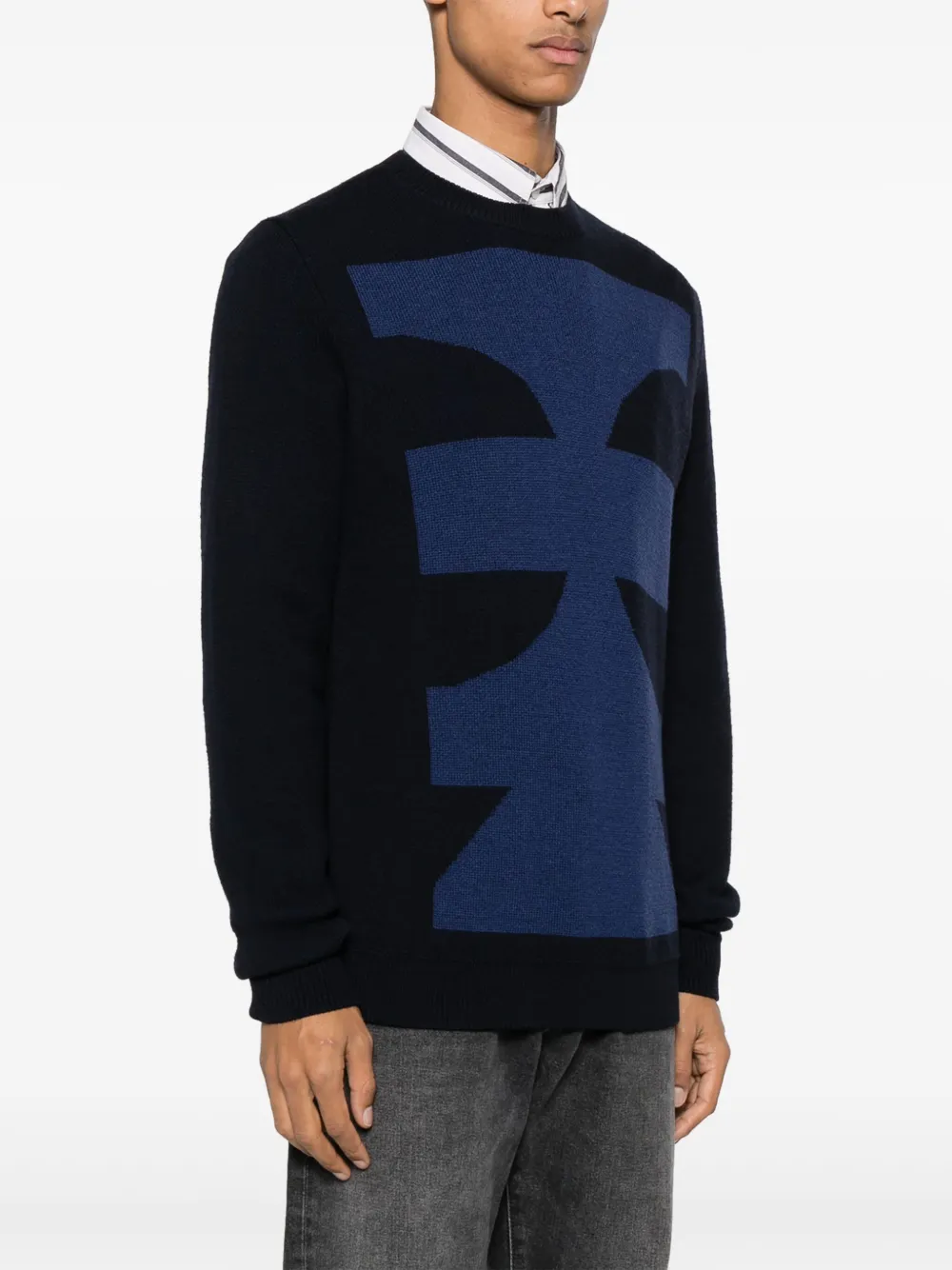 Zanone Trui met jacquard patroon Blauw