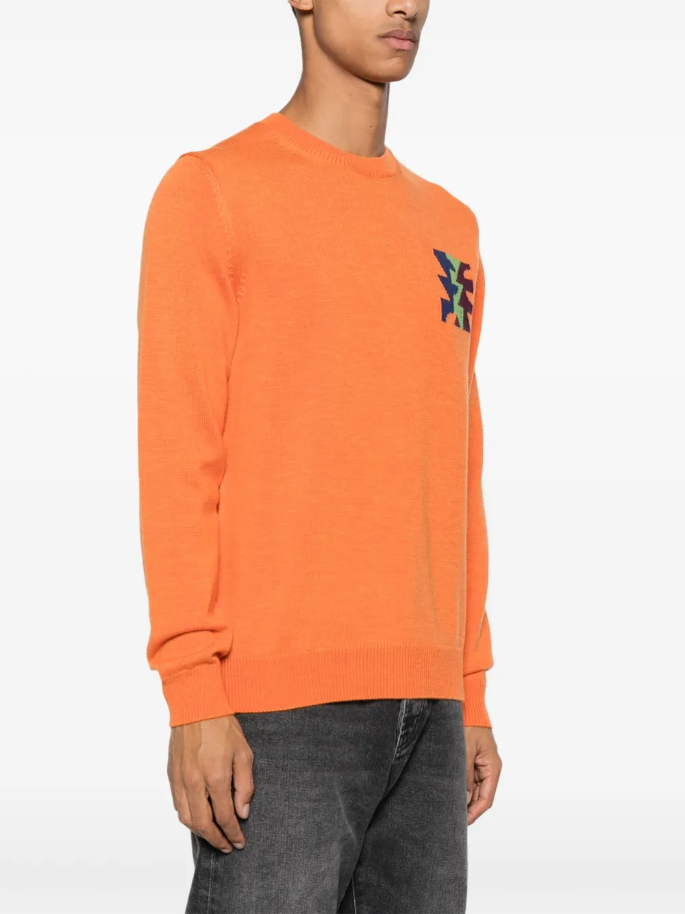 Zanone x La Tigre trui met geometrische intarsia Oranje