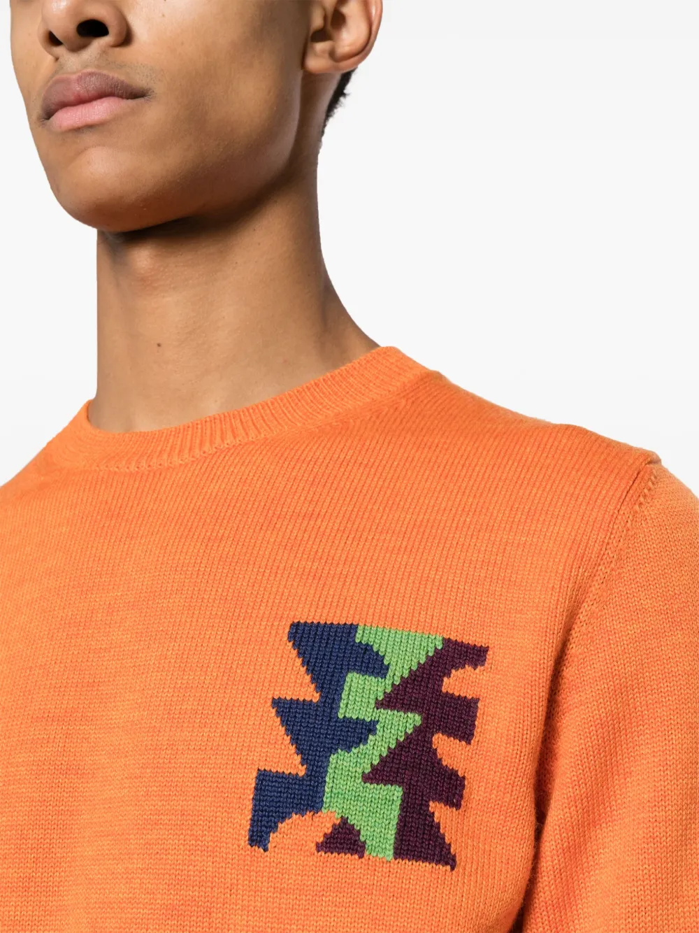 Zanone x La Tigre trui met geometrische intarsia Oranje