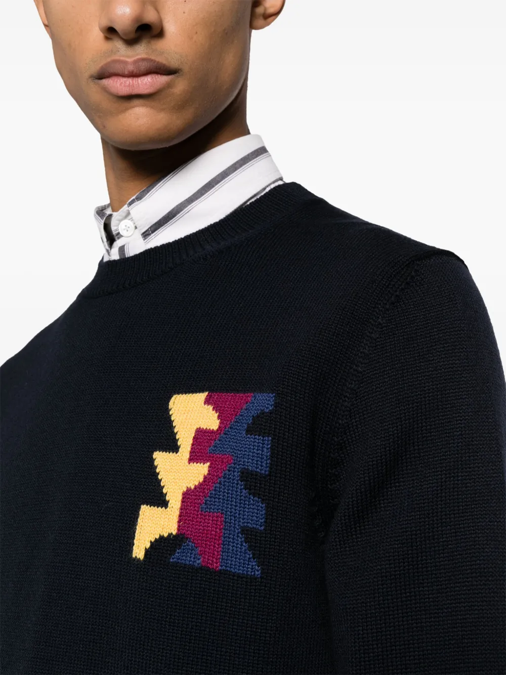 Zanone x La Tigre trui met geometrische intarsia Blauw