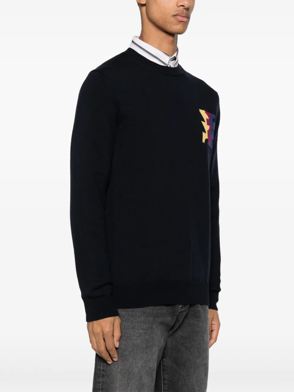 Zanone x La Tigre trui met geometrische intarsia Blauw