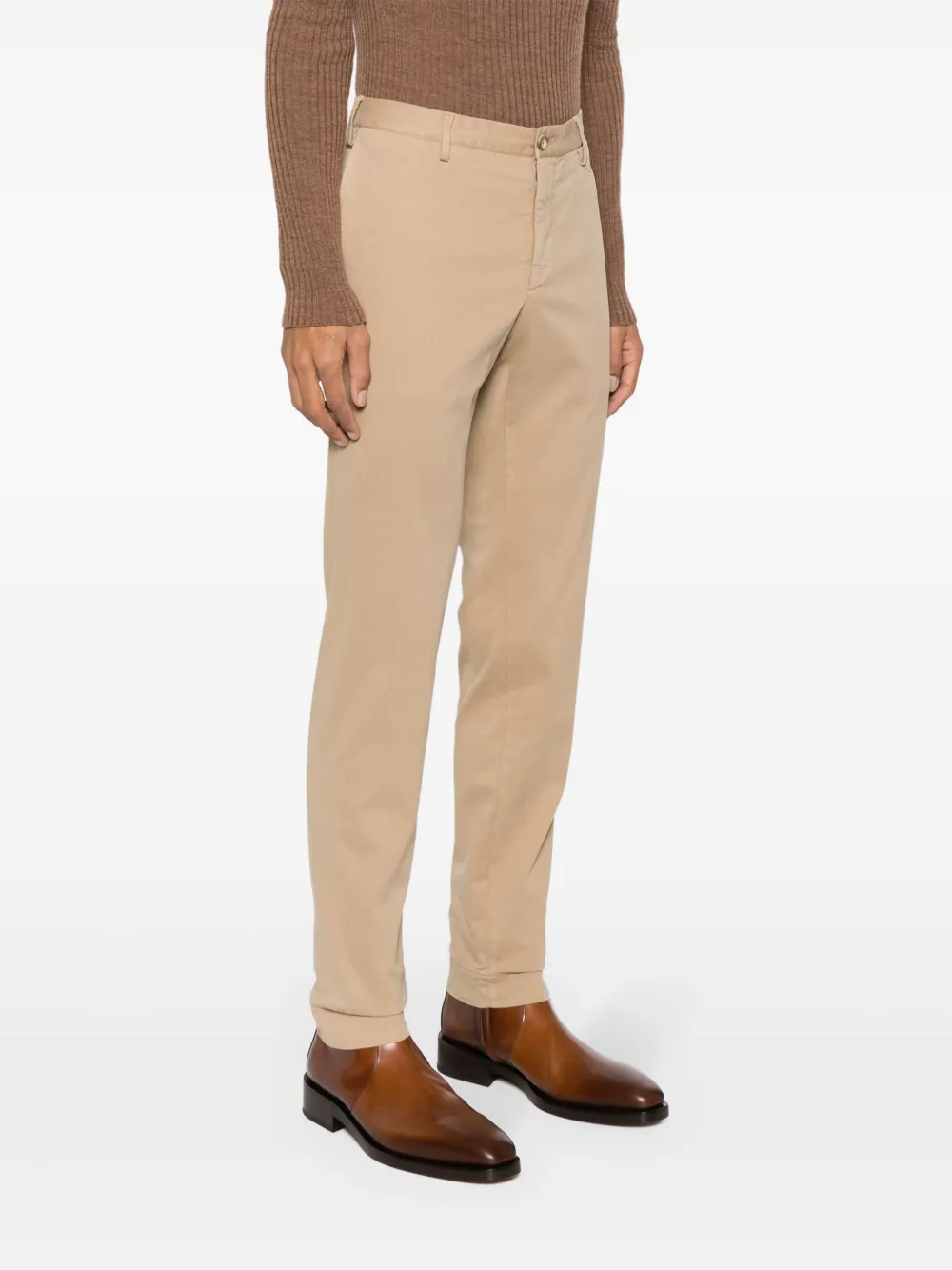 Shop Incotex Tapered-leg Trousers In Brown