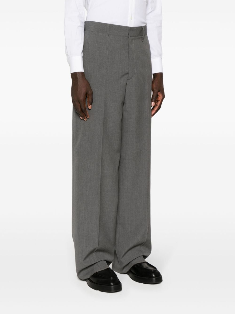 Shop Givenchy Wide-leg Wool Trousers In Grey