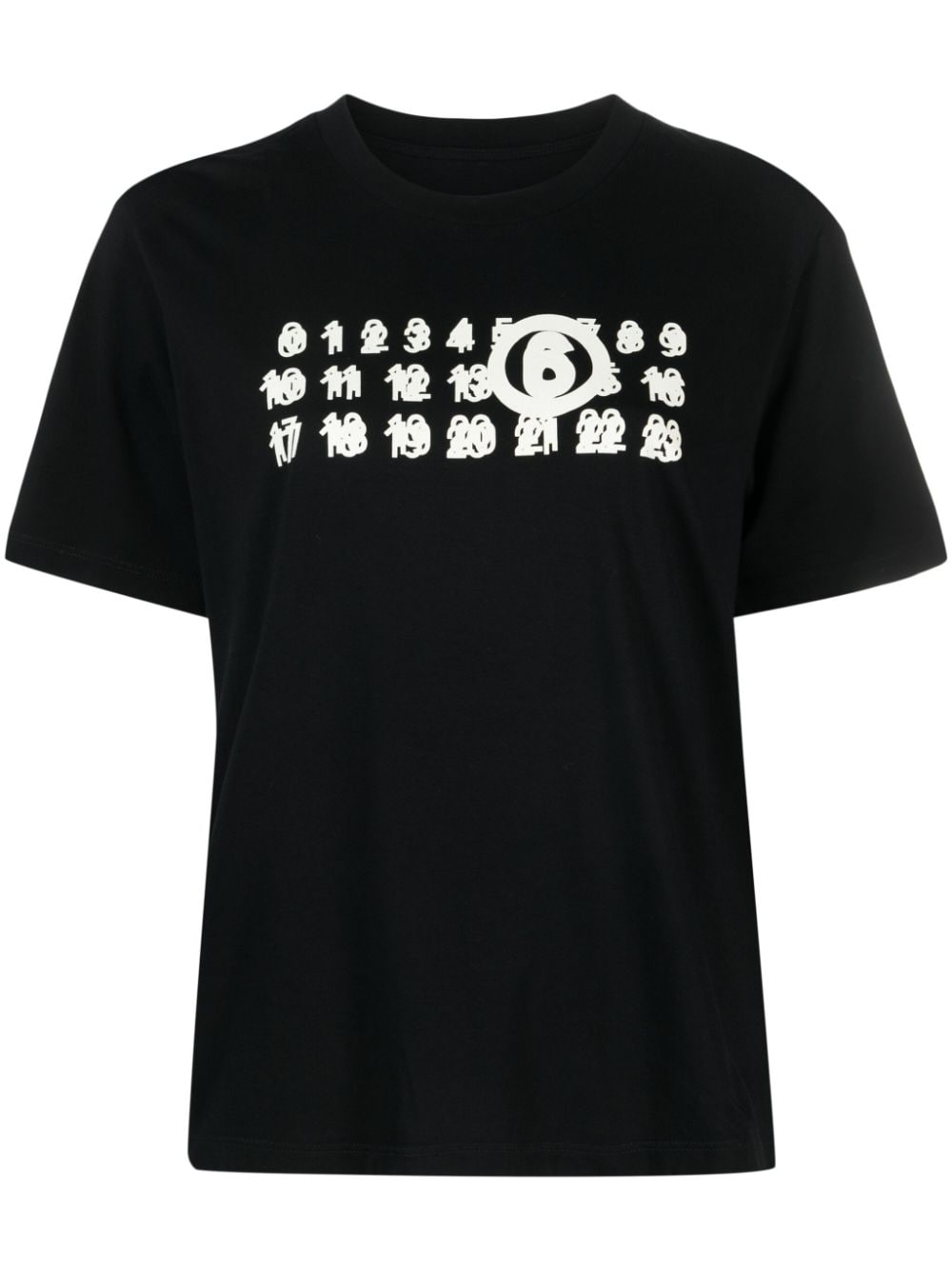 Mm6 Maison Margiela Numbers-motif Crew-neck T-shirt In 黑色