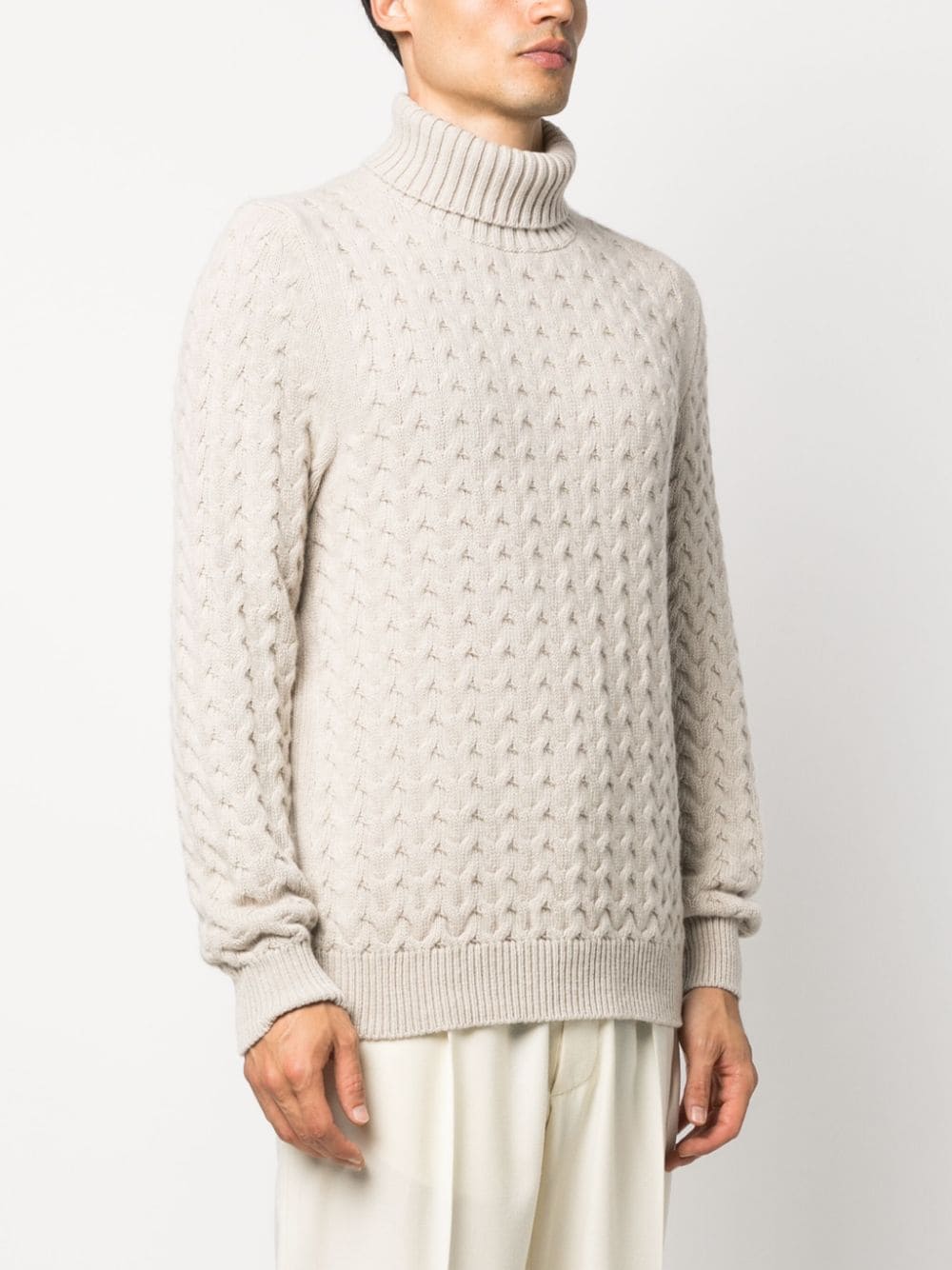 Shop Fedeli Roll-neck Cable-knit Jumper In Neutrals