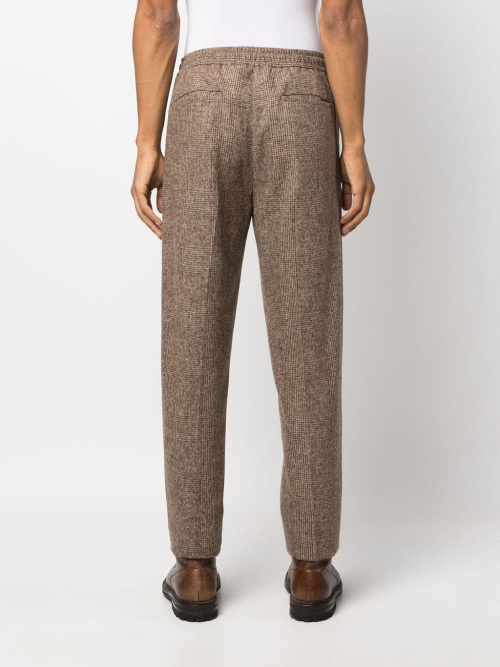 Shop Lardini Cropped Tapered-leg Trousers In Brown