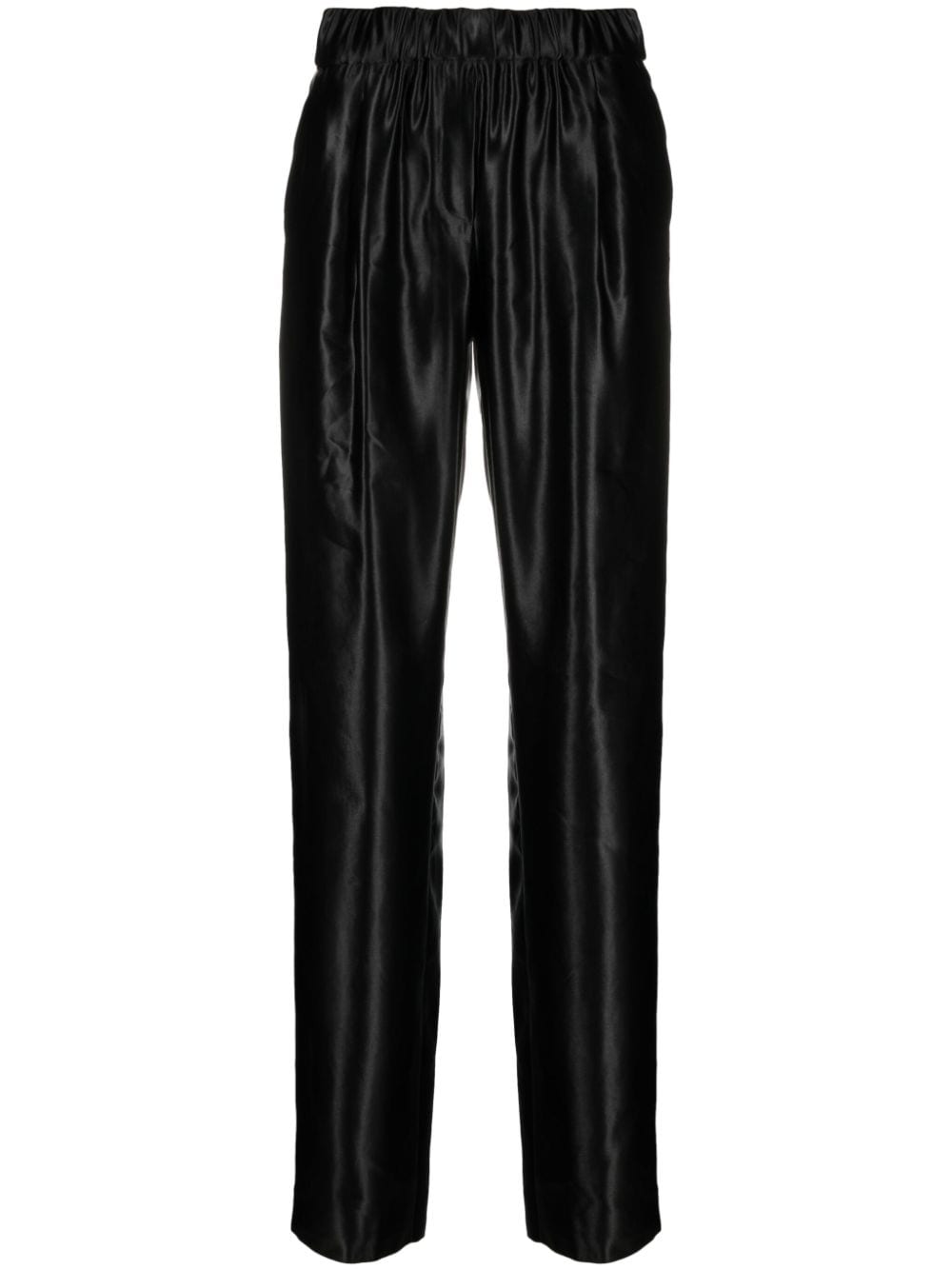 GIORGIO ARMANI HIGH-WAISTED SILK-SATIN STRAIGHT-LEG TROUSERS