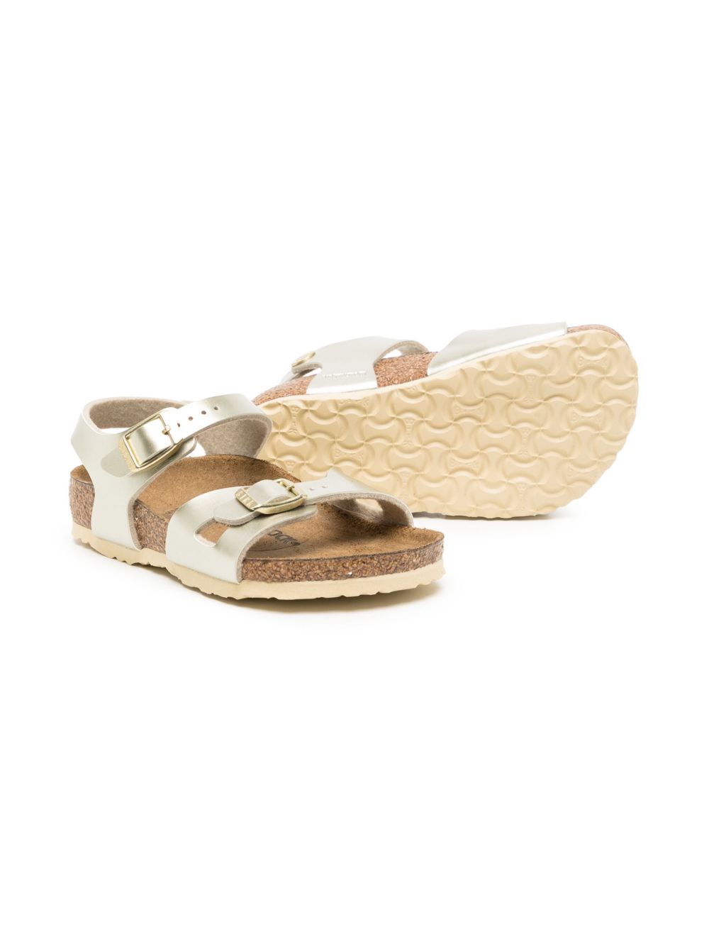 Birkenstock Kids Rio double-strap metallic sandals - Gold