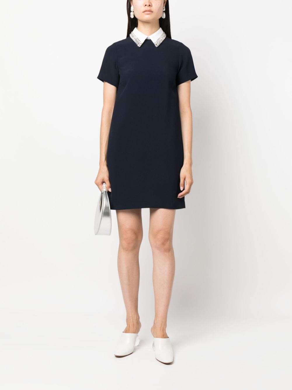 Shop N°21 Crystal-embellished Short-sleeve Minidress In Blue
