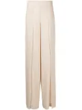 Akris side-slit layered silk trousers - Neutrals