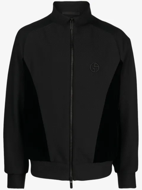 Giorgio Armani logo-embroidered zip-up jacket